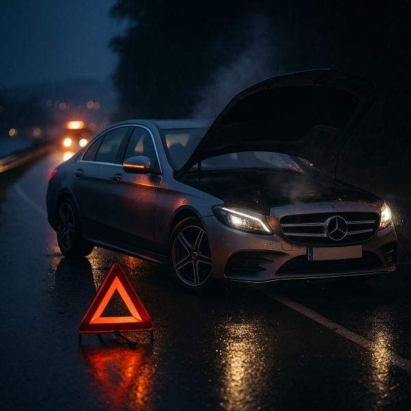 Mercedes en panne à Antibes